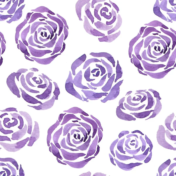 Violet Rose Watercolor Seamless — Fotografia de Stock
