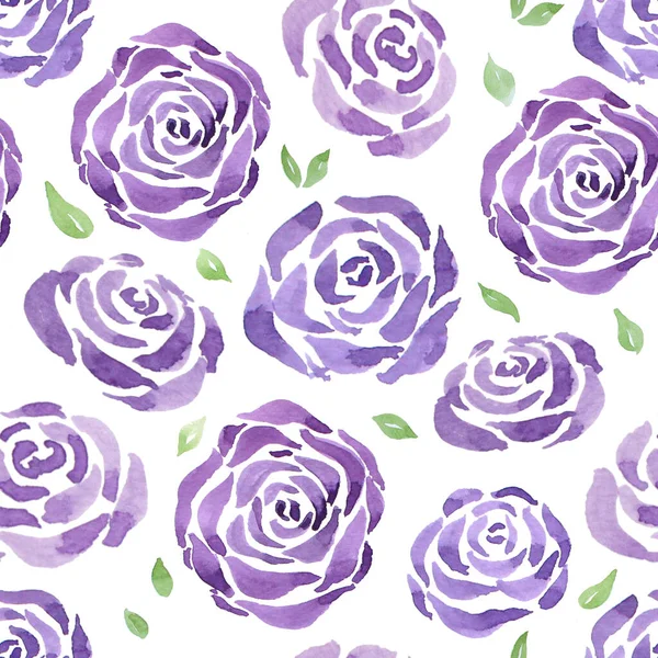 Violet Rose Watercolor Seamless — Fotografia de Stock