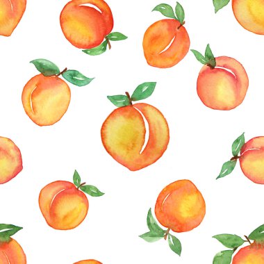 Suluboya meyve şeftalisi beyaz arka planda izole edilmiş.