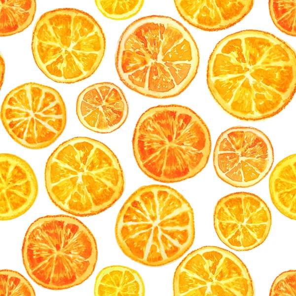 Akvarell Orange Sömlös Citrus Bakgrund — Stockfoto