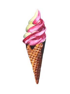 İki Tonlu Çilek Vanilyalı Yumuşak Dondurma