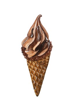 Çikolata Soft Dondurma suluboya servis eder