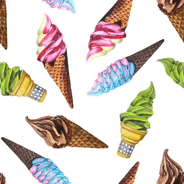 Seamless of Soft serve Ice cream watercolor, Background