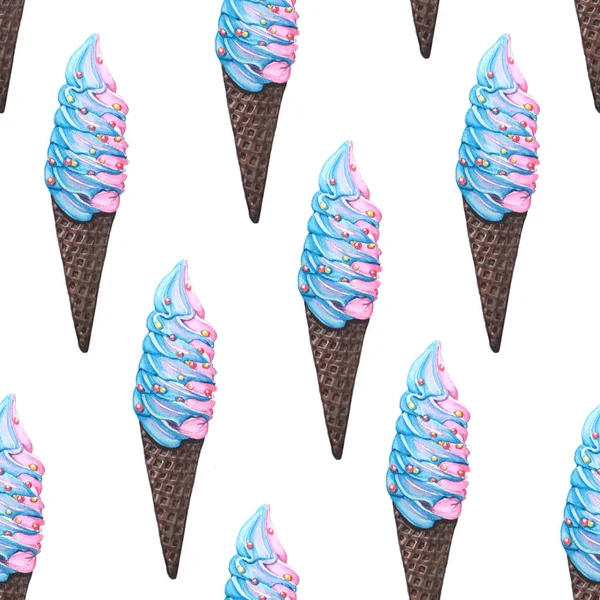 Rainbow Soft serve Ice cream watercolor, Unicorn Ice cream Seamless, Background