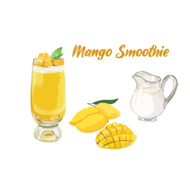 Mango Smoothie, Mango içecek menüsü Vektörü