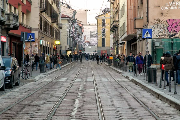 Milão Itália Janeiro 2015 Imagem Uma Rua Centro Milão Inverno — Fotografia de Stock