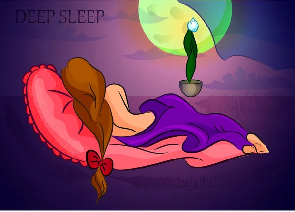 Das schlafende Mädchen. Tiefschlaf — Stockvektor