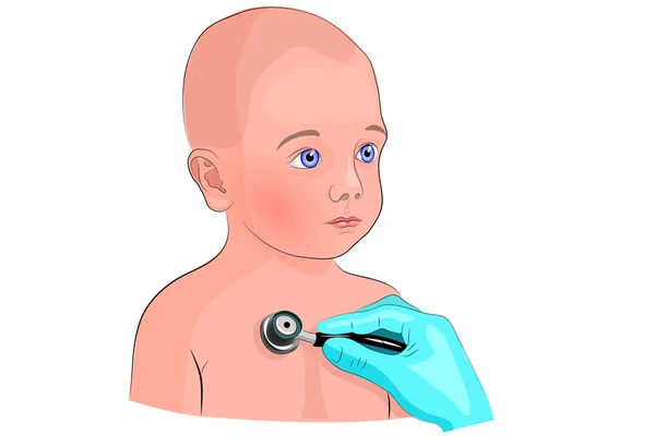 Auscultation of the baby s lungs — Stock Vector
