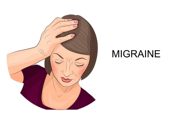 Migren muzdarip kadın — Stok Vektör