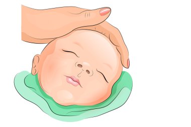 sleeping baby and hand the mom clipart