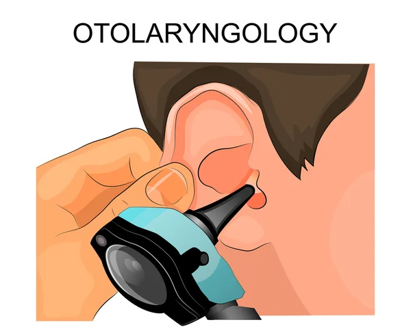 Badania słuchu za pomocą przyrząd. otolaryngologii — Wektor stockowy
