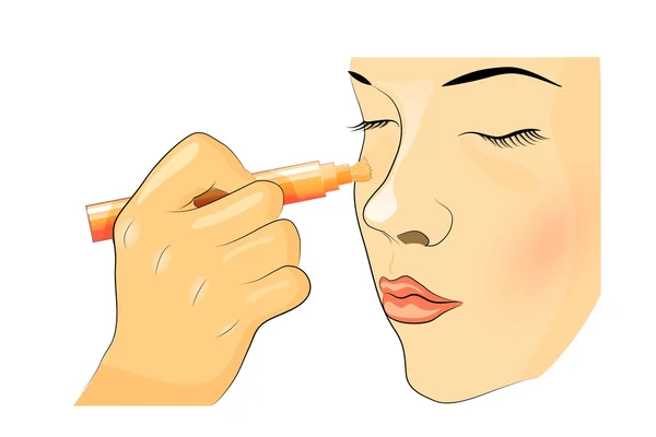 La cara de la chica, que maquillaje. la imposición de un marco tonal — Vector de stock