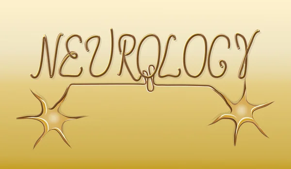 Neurología, emblema de oro, logotipo — Archivo Imágenes Vectoriales