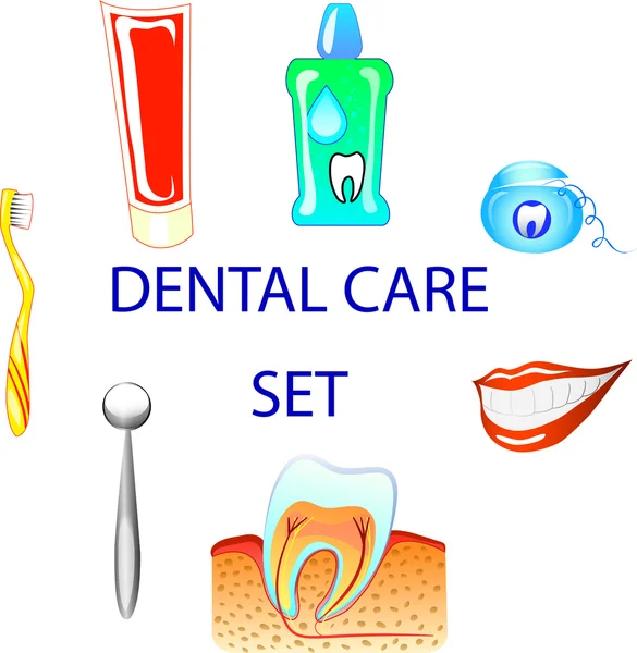 Cuidado dental set de color, clip art — Vector de stock