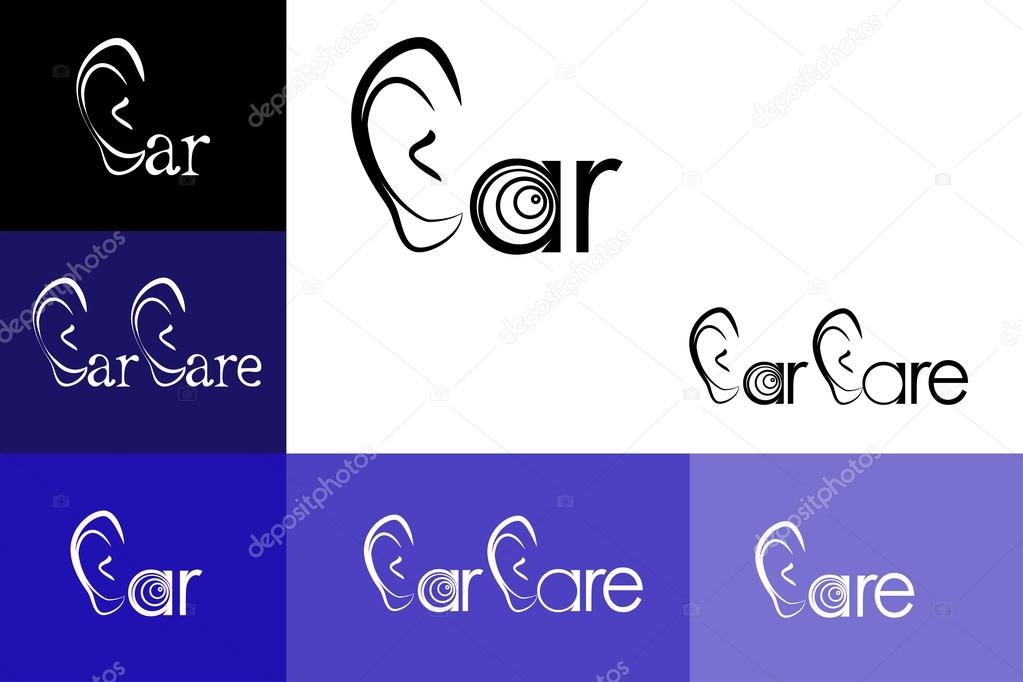 Illustration of  the Ear Care, logo, emblem, otolaryngology.