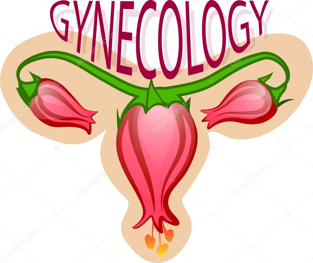 Illustration of Gynecology logo, flowers, ovaries.