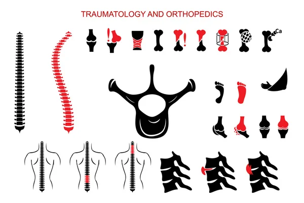 TRAUMATOLOGY AND ORTHOPEDICS. FULL SET — Stock Vector