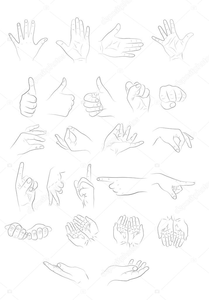 drawing hands in different positions