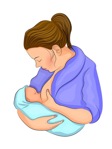 The mother and child. breastfeeding. — Stock Vector