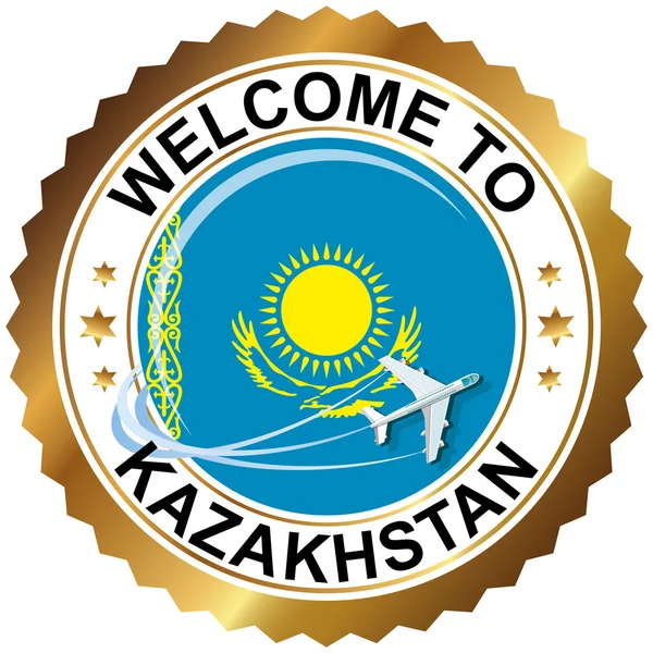 Bem-vindo ao Cazaquistão — Vetor de Stock