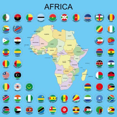 Afrika - bayraklar haritalar çevresinde