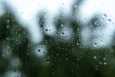 Drops of water on a wet window after rain