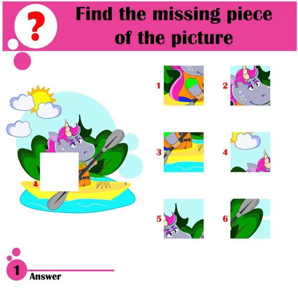 Puzzlespiel Lernspiele Für Kinder Finden Sie Das Fehlende Stück Des — Stockvektor