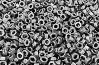 Cıvata, somun ve vida sanayi arka plan için yığın