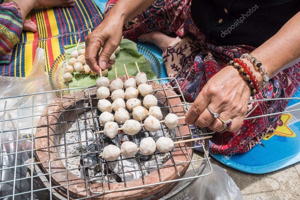 Image result for thailand street food meatball stick