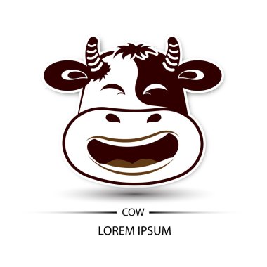İnek yüzüne gülmek logo ve beyaz arka plan vektör