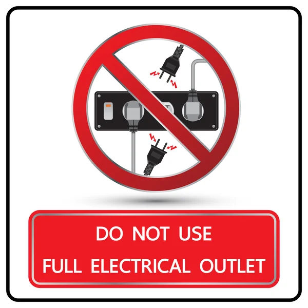 Não use sinal de tomada elétrica completa e vetor de símbolo — Vetor de Stock
