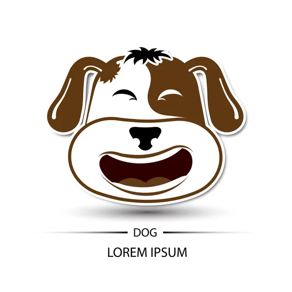 Logo wajah anjing tertawa dan vektor latar belakang putih - Stok Vektor