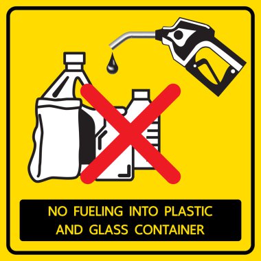 Hiçbir plastik ve cam kap sinyal vektör yakıt