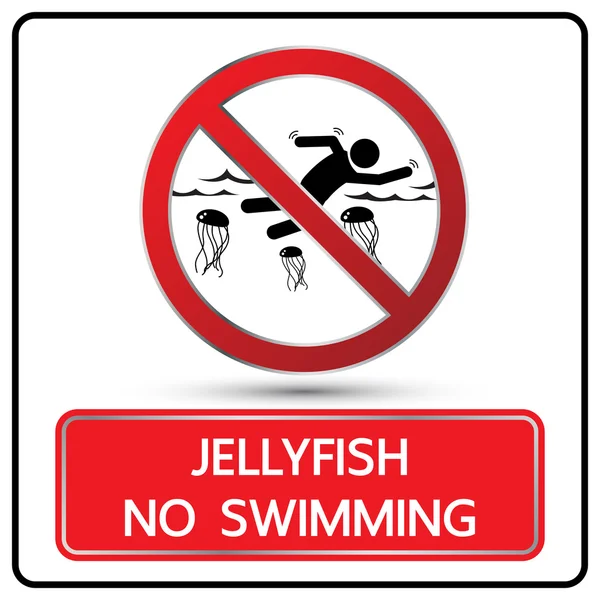 Nenhum sinal de nado lellyfish e vector símbolo — Vetor de Stock