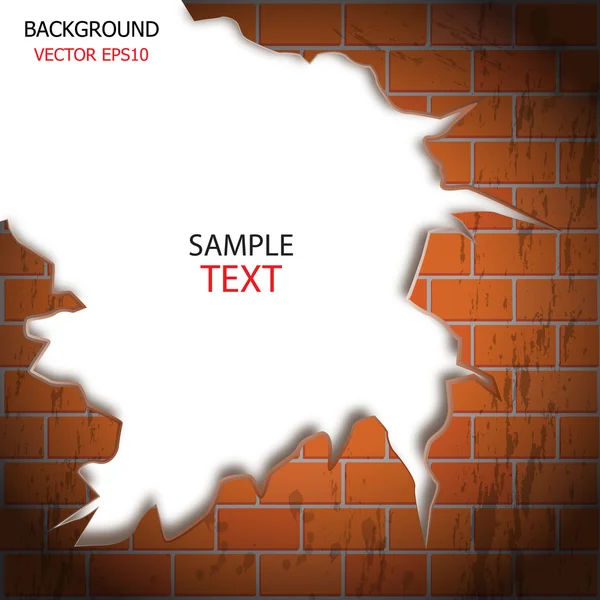 Brick wall cracks, white background for text — Stok fotoğraf