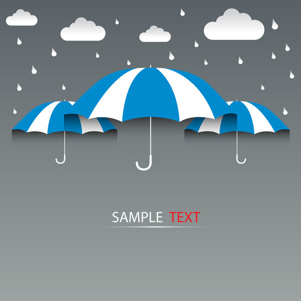 Umbrella blue and rain, background vector