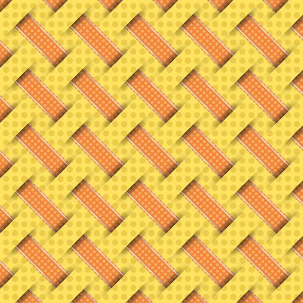 Braided weave pattern, yellow background vector — Stock Vector