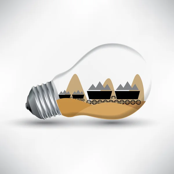 Kohleenergie-Mechanismus funktioniert für Lampenidee, Illustrationsvektor — Stockvektor