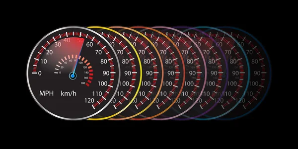 Voiture colorée compteur de vitesse abstrait fond vecteur — Image vectorielle