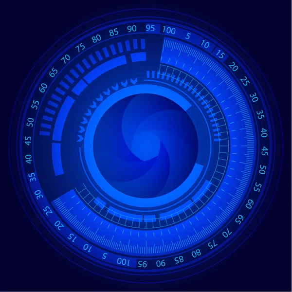 Elektronischer Kamerasensor und Objektiv mit abstraktem Hintergrund — Stockvektor