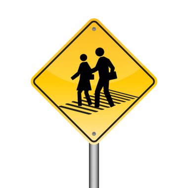 Sokak tabelaları arasında illüstrasyon vektör yürüyüş