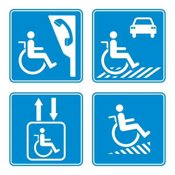 Disabled person warning sign, handicap sign type — Stock Vector