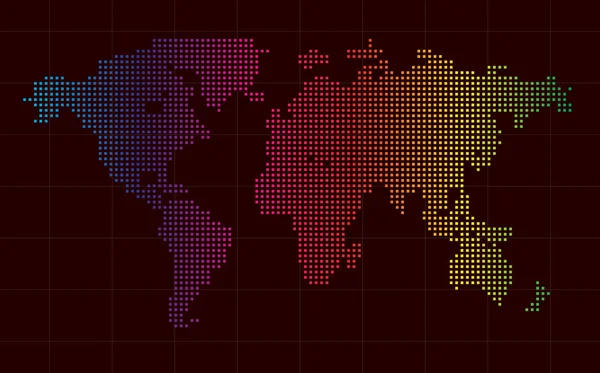 Πολύχρωμο παγκόσμιο χάρτη διάνυσμα τετράγωνο αφηρημένα φόντο — Διανυσματικό Αρχείο