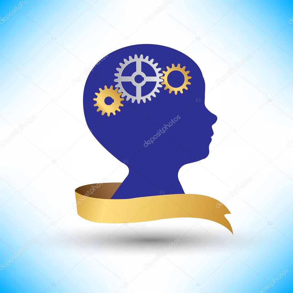 background human head with gears and cogs vector