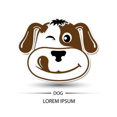 Köpek yüz mutlu logosu ve beyaz arka plan illüstrasyon vektör