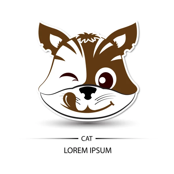 Cara de gato logotipo feliz e fundo branco ilustração vetorial — Vetor de Stock