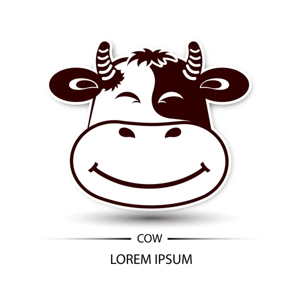 Vache visage béatifique sourire logo et fond blanc vecteur illustration — Image vectorielle