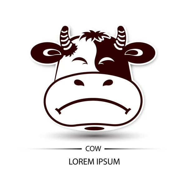 Cara de vaca fruncir el ceño logotipo y fondo blanco vector ilustración — Archivo Imágenes Vectoriales