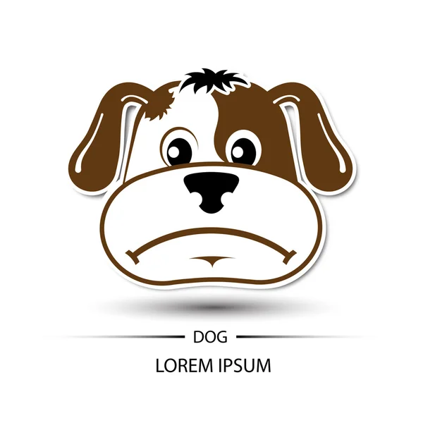 Cara de cachorro logotipo franzido e fundo branco ilustração vetorial — Vetor de Stock