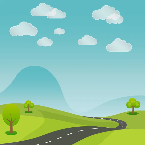 Verano paisaje rural carretera con la naturaleza vector de fondo — Vector de stock